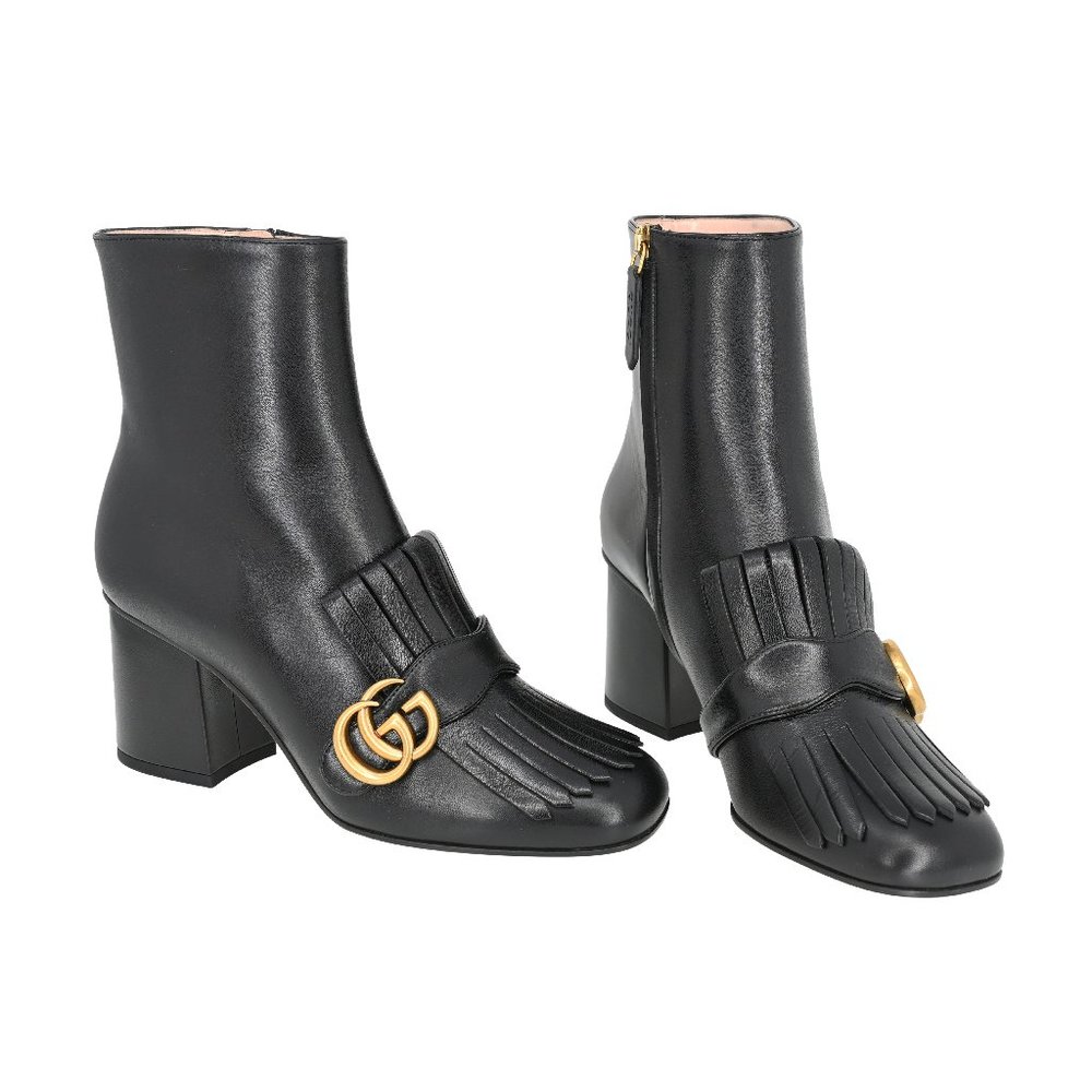 Gucci Women's 408210 GG Marmont Fringe Leather Boots